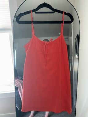 Rhythm Tangerine Spaghetti Strap Tie-Front Sundress